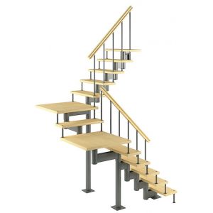 Модульная лестница Комфорт (с поворотом на 180 градусов и площадками) 2475 мм
