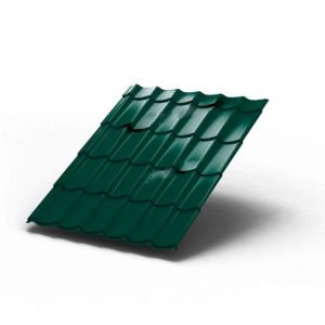 Металлочерепица МП Ламонтерра 0,4 мм Зеленый лист RAL 6002 (Полиэстер)